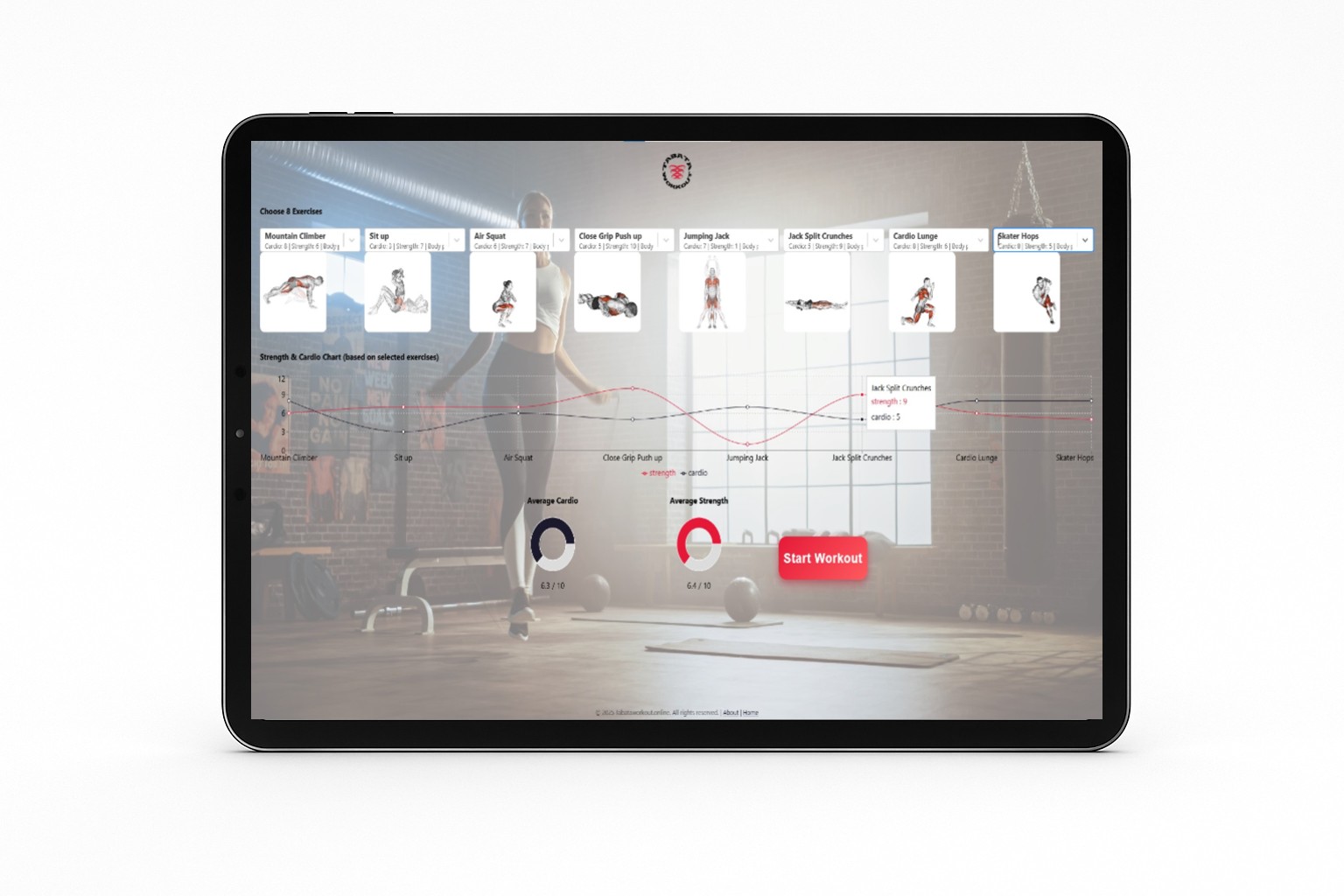 TabataWorkout-tablet fitness aplikace na tabletu